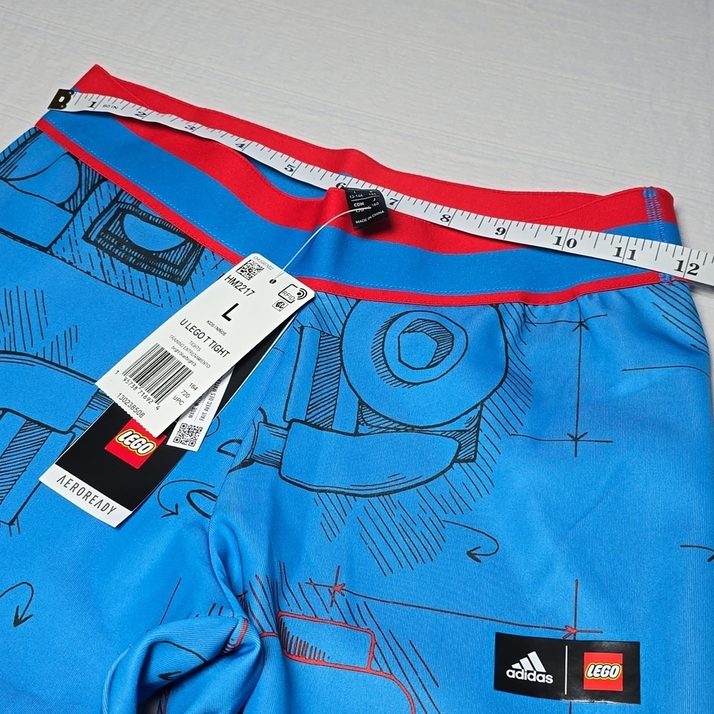 NWT Adidas x Lego® Tech Pack Tights Kids', Blue, Size L - Picture 9 of 13